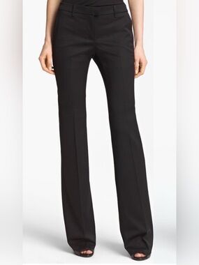 Burberry Black Wool Trousers 4 Lined Flat Front Dress Pant Straight Leg NWT $325